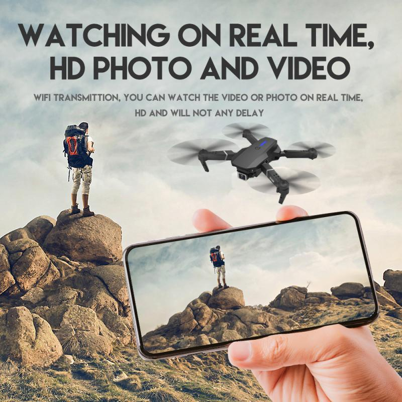 Flaycam, Máy Bay Điều Khiển Từ Xa E88 Pro Drone 4K HD Camera Kép Có Định Vị 1080P WiFi Tặng Kèm Pin Dự Phòng