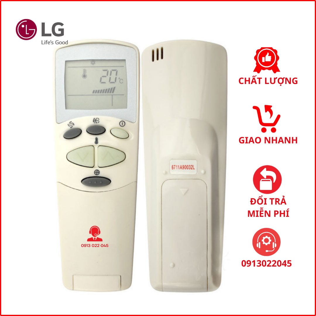 Điều khiển điều hoà LG (6 nút-nắp cài).