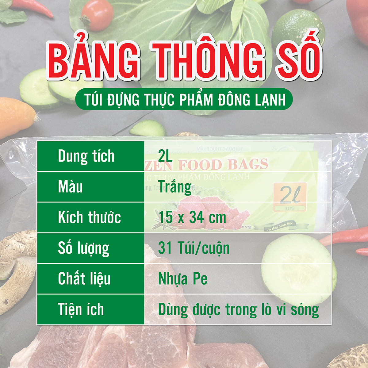 [QUÀ TẶNG] Túi đựng thực phẩm đông lạnh Vipaco 2 Lít