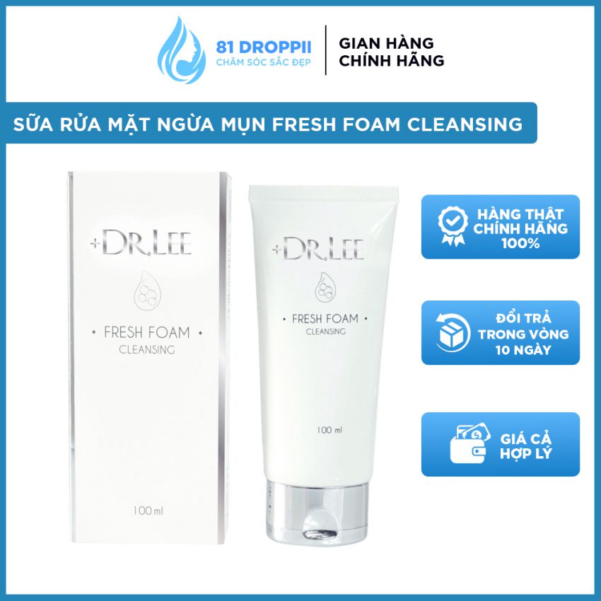 Sữa rửa mặt sạch sâu ngừa mụn fresh foam cleansing +dr.lee giúp da sạch sâu kiểm soát dầu, se mịn lỗ chân lông, dưỡng ẩm