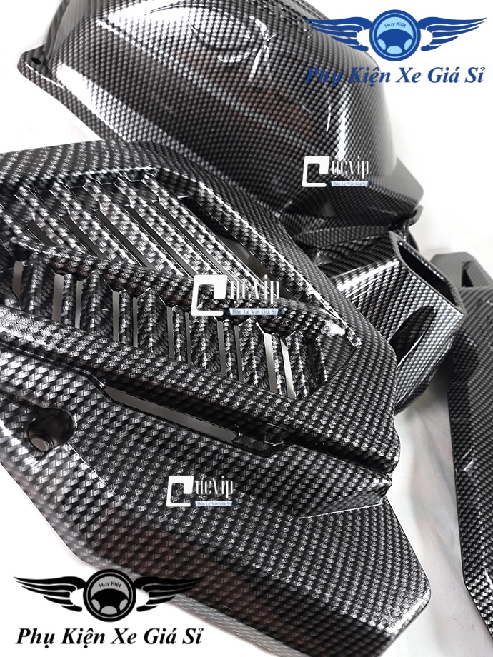 [HCM][Giá Siêu Rẻ] Combo 4 Món Carbon Bảo Vệ Vario/Click 2018 - 2019 (01 Che Pô 01 Che Pô E 01 Che Quạt Gió 01 Chụp Đích Pô) MS1367