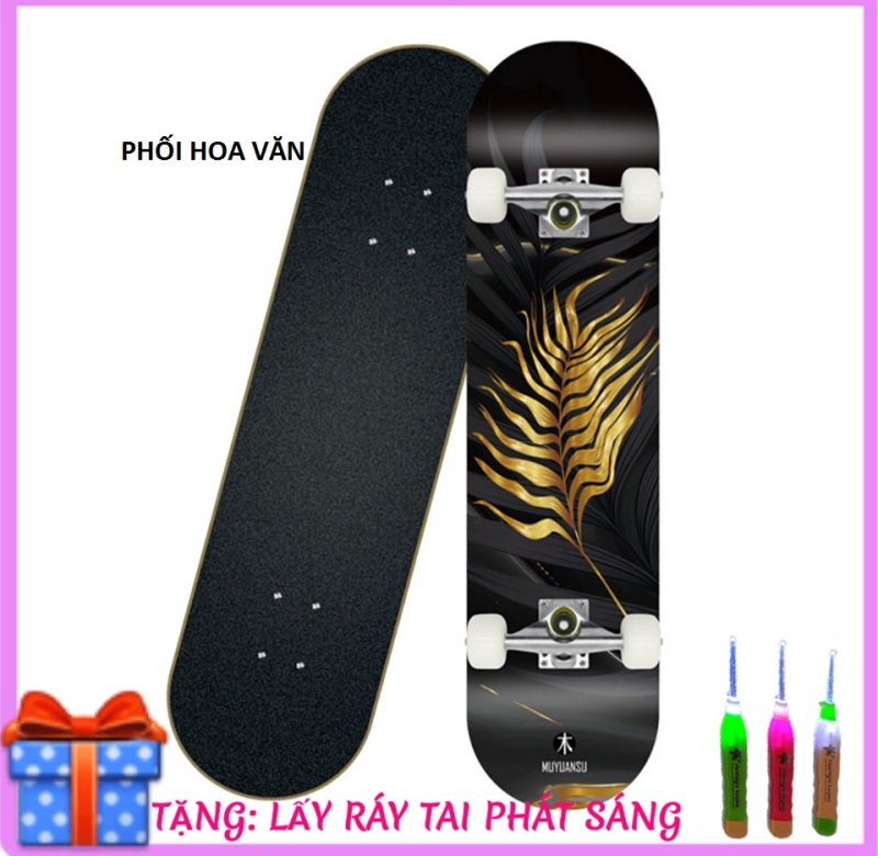 Ván trượt người lớn, ván trượt thi đấu, ván trượt thể thao-gỗ phong ép 7 lớp siêu cứng chắc độ bền cao chịu lực 300kg-Mặt nhám + bánh PU + Hợp kim nhôm siêu cứng