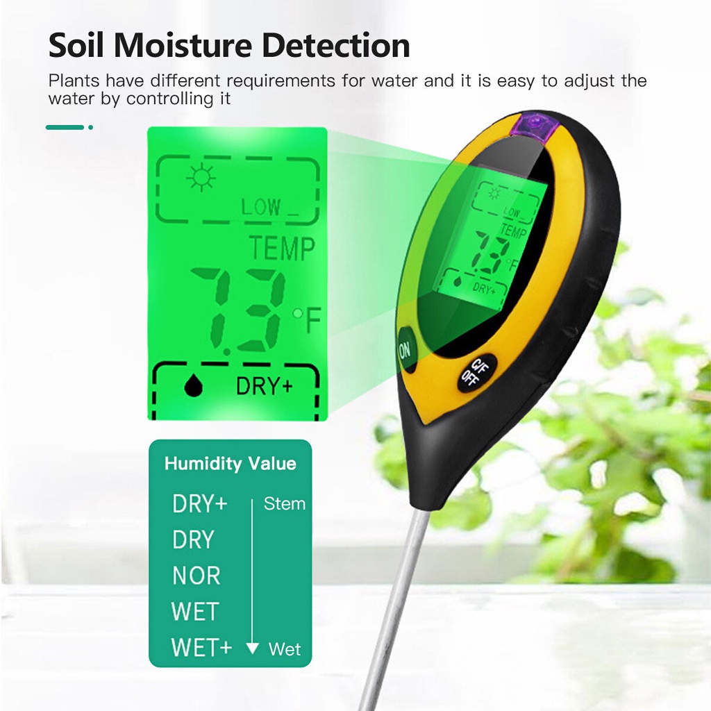 Máy Đo Độ pH Đất, thiết bị đo PH đất 4-1 (PH, độ ẩm, ánh sáng, nhiệt độ) - LAMJAD