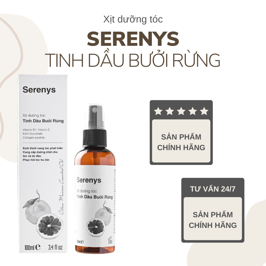 Bộ 2 Serenys Xịt Dưỡng Tóc Tinh Dầu Bưởi Giúp Tóc Mềm Mượt 100ml - Serenys