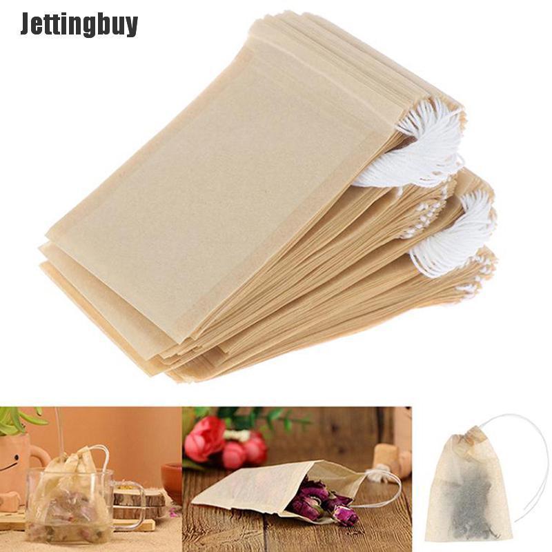 Jettingbuy 100Pcs/Lot Tea Bag Filter Paper Bags Empty Drawstring Teabag for Herb Loose Tea
