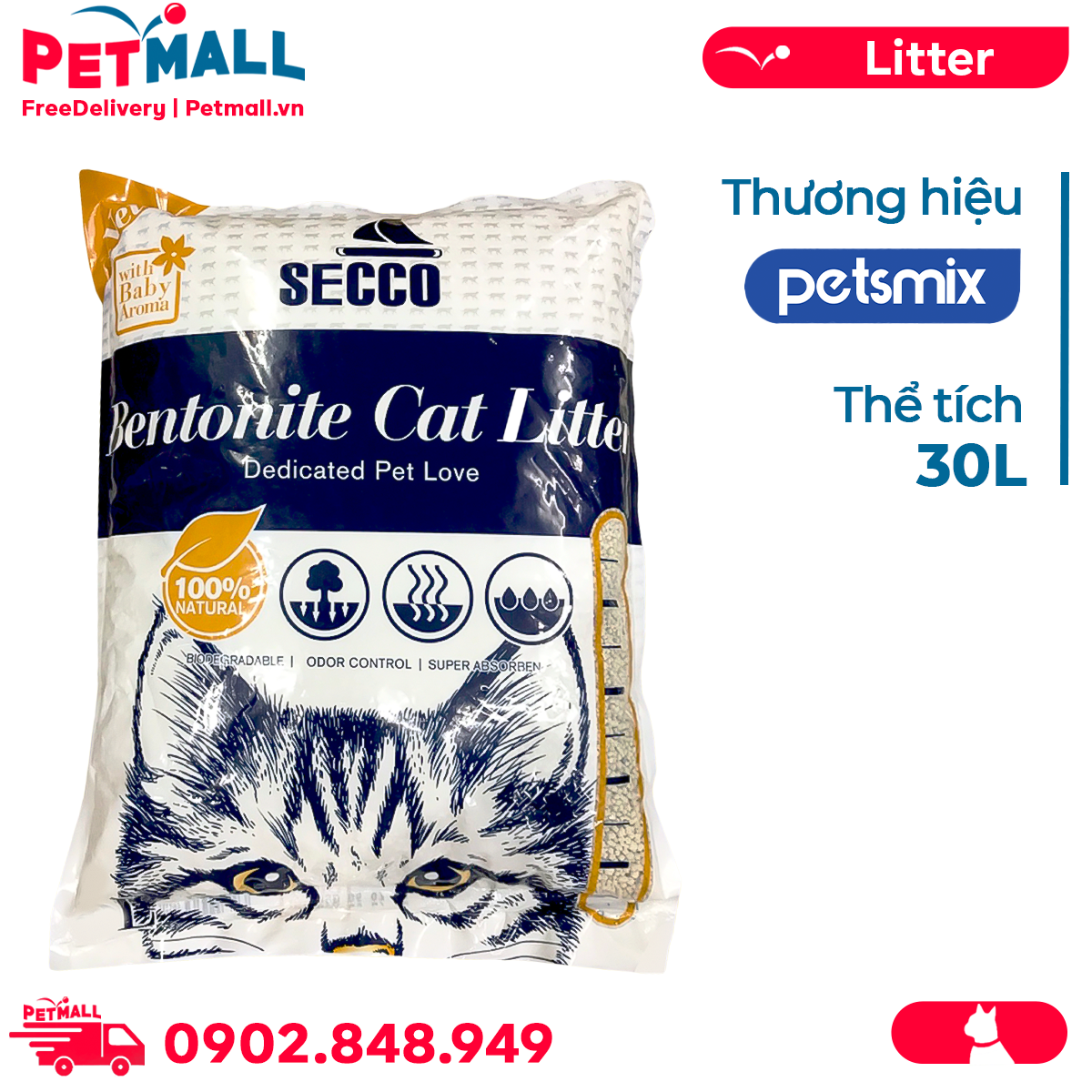 Cát vệ sinh Petsmix Bentonite Cat Litter 30L Petmall