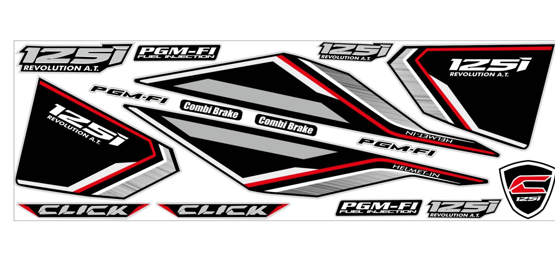 Tem rời click 125i đen chỉ đỏ dán xe đen