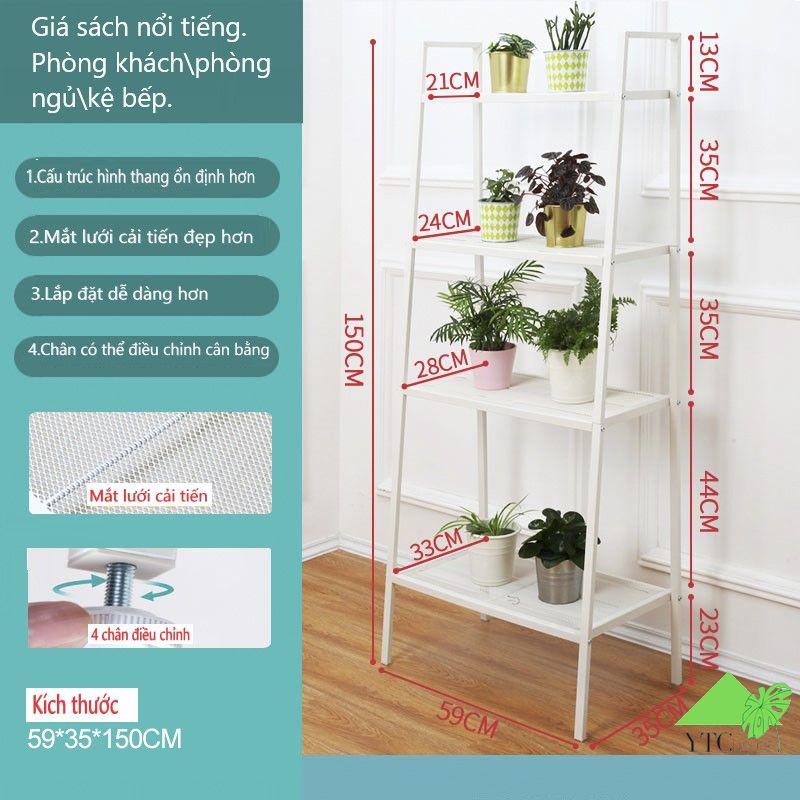 Kệ sắt YTC để đồ 4 tầng đa dụng thiết kế Ikea-K4T01