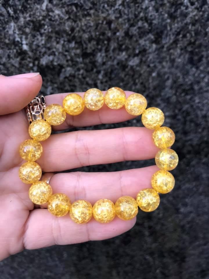 VÒNG TAY ĐÁ BỌT TUYẾT VÀNG 8LY-10LY
