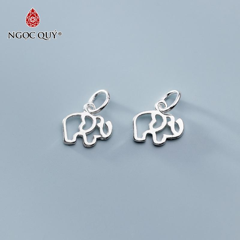 Charm bạc trắng hình viền con voi treo 10x9x0.8mm - Ngọc Quý Gemstones