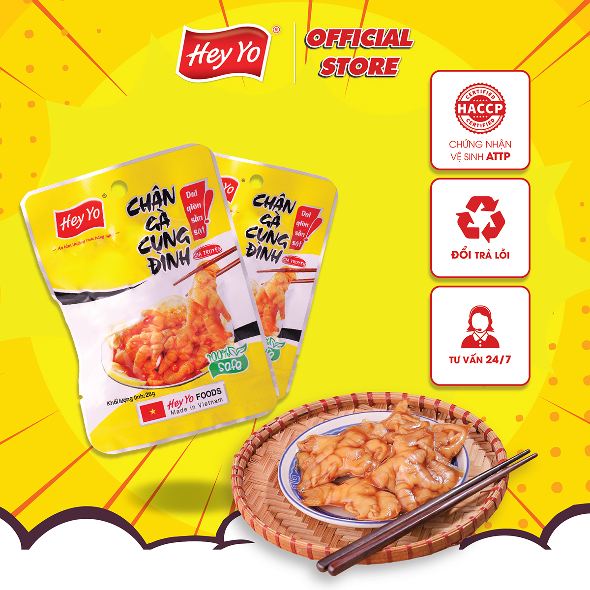 Chân gà rút xương hey yo cung đình 32g hàng việt nam đảm bảo vsattp