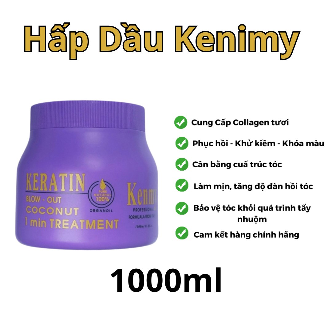 HẤP dầu  KENIMY 1000ML hương dừa sữa , phục hồi tóc .