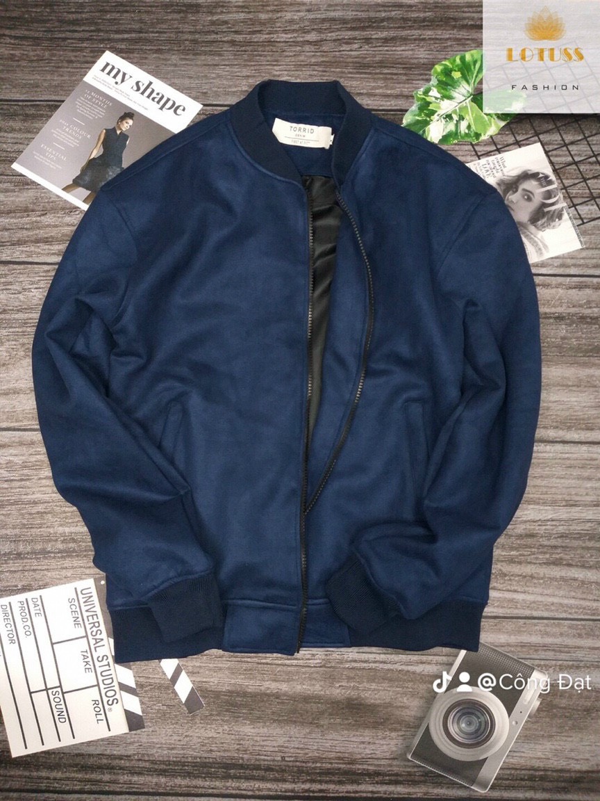 Áo khoác bomber nam da lộn 2 lớp chất da