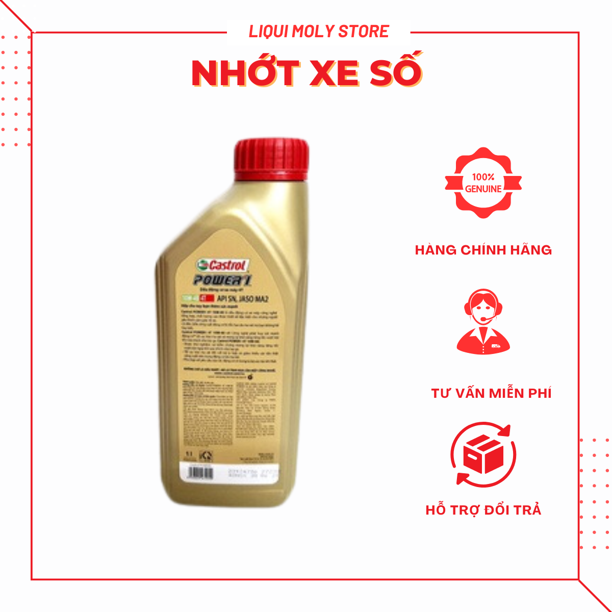Nhớt xe số cao cấp CASTROL POWER 1 1L