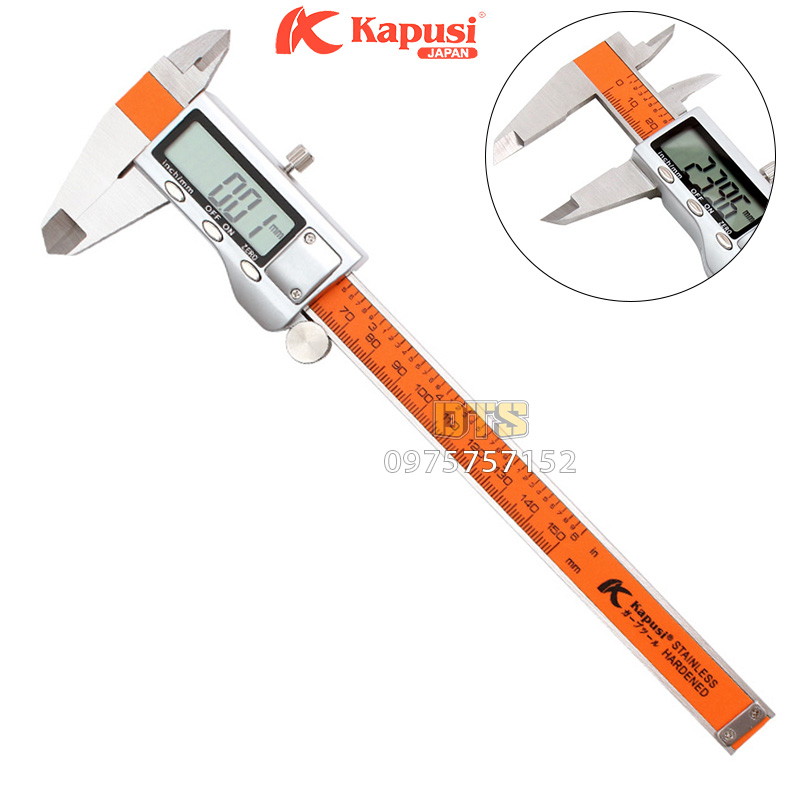 Thước kẹp điện tử, thước cặp kỹ thuật số Nhật Kapusi 150mm, thép Mangan cường lực không gỉ độ chính xác cao, thước cặp cơ khí cao cấp, thước cặp đo độ sâu, đo đường kính, đo chiêu dài, hệ thống tuyến tính điện dung