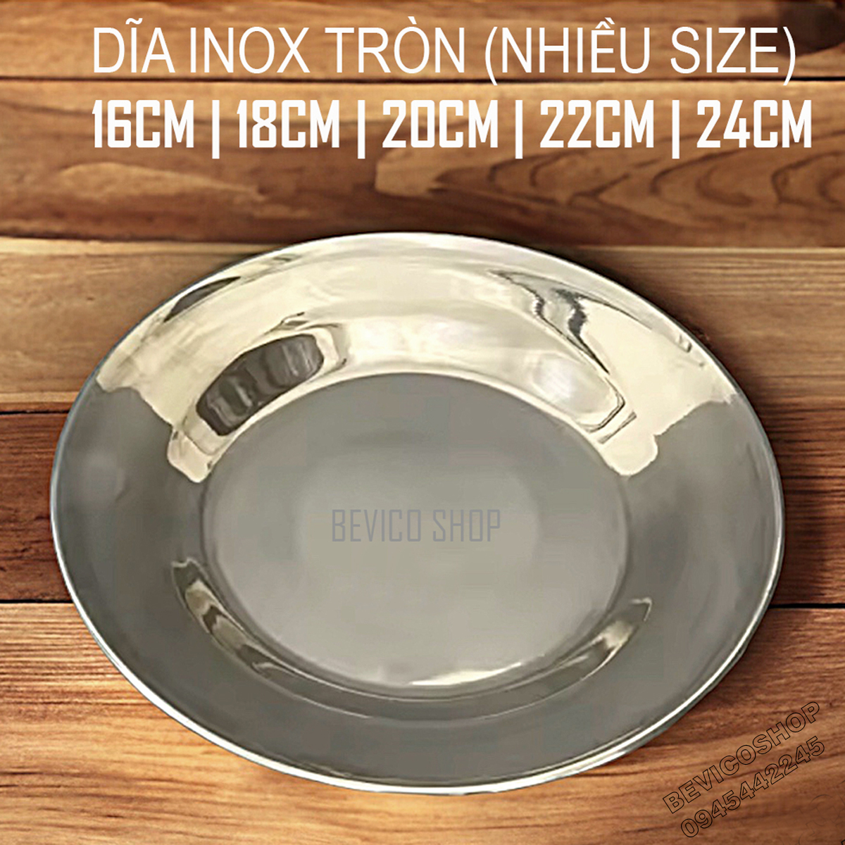 Bộ Dĩa Inox Tròn Nhiều  Cỡ 16/18/20/22/24cm sử dụng đa năng, tiện lợi