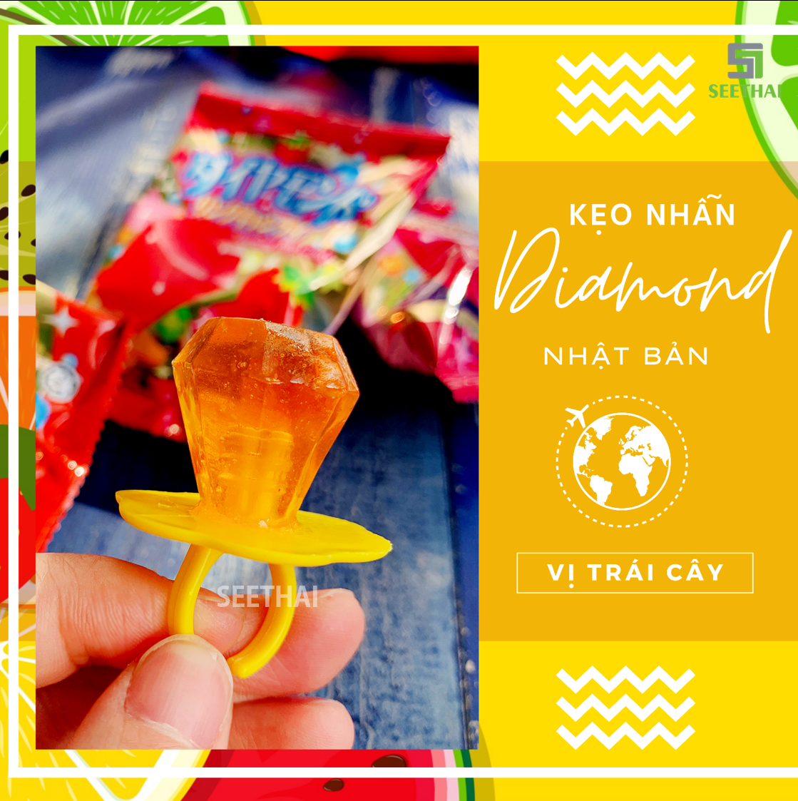 Kẹo nhẫn trái cây nhật bản diamond trẻ em - túi 10gr - candy ring pop