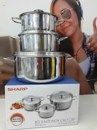 [ĐẠI HẠ GIÁ] Bộ 3 nồi inox sáng bóng SHARP nắp inox 24cm 20cm 16cm dùng dược bếp từ và mọi loại bếp , bộ nồi inox chắc chắn cao cấp