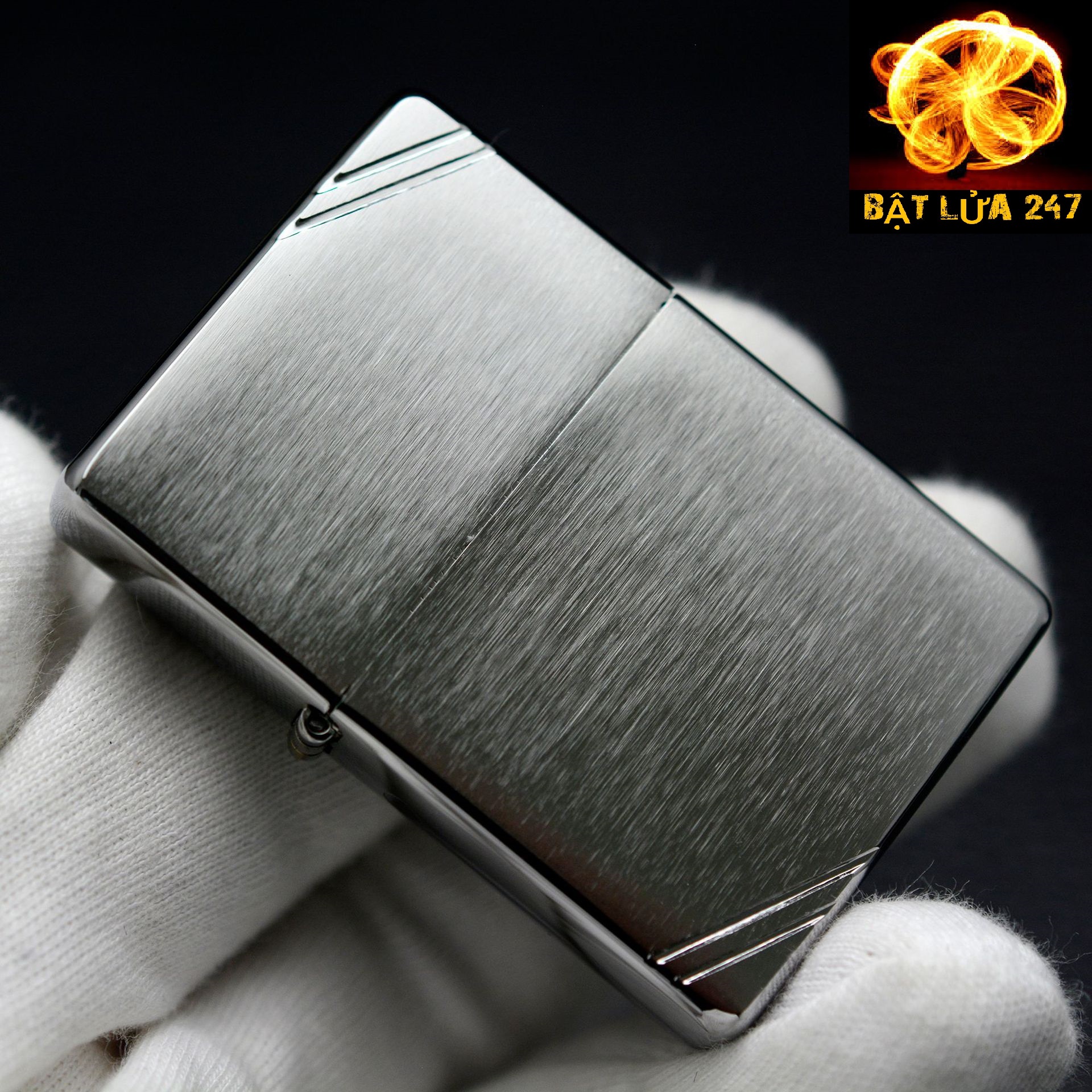 [HCM]Bật lửa Zippo Vintage Brushed Chrome  - Chính hãng USA có tem đỏ