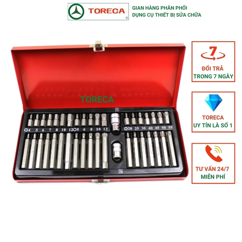 Hộp sửa chữa hoa thị lục giác 40 chi tiết thép crv siêu cứng toreca