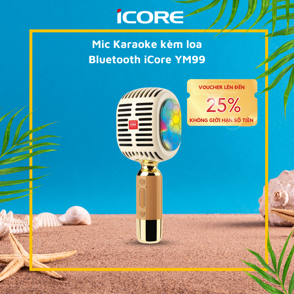 Micro Karaoke kèm loa Bluetooth iCore YM99 - Hàng Chĩnh Hãng