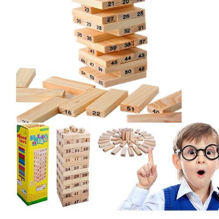 trò chơi rút gỗ 54 thanh in số cho bé, bộ đồ chơi rút gỗ 54 thanh kèm 4 viên xúc xắc giúp bé phát triển trí tuệ rèn luyện khả năng tập trung và khéo léo cho bé, huy tuấn 8