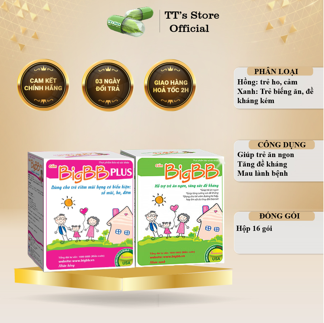 Cốm BigBB Plus (Hồng) - BigBB Xanh [Big bb)