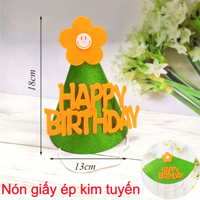 Nón sinh nhật 3D Phong Cách Hàn Quốc Vải Nỉ happy birthday cho bé Phụ kiện sinh nhật