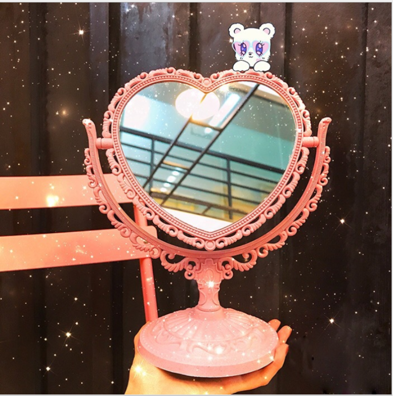 Gương trang điểm để bàn mini - Gương trang điểm Công chúa để bàn - Gương trang điểm 2 mặt, xoay 360 độ