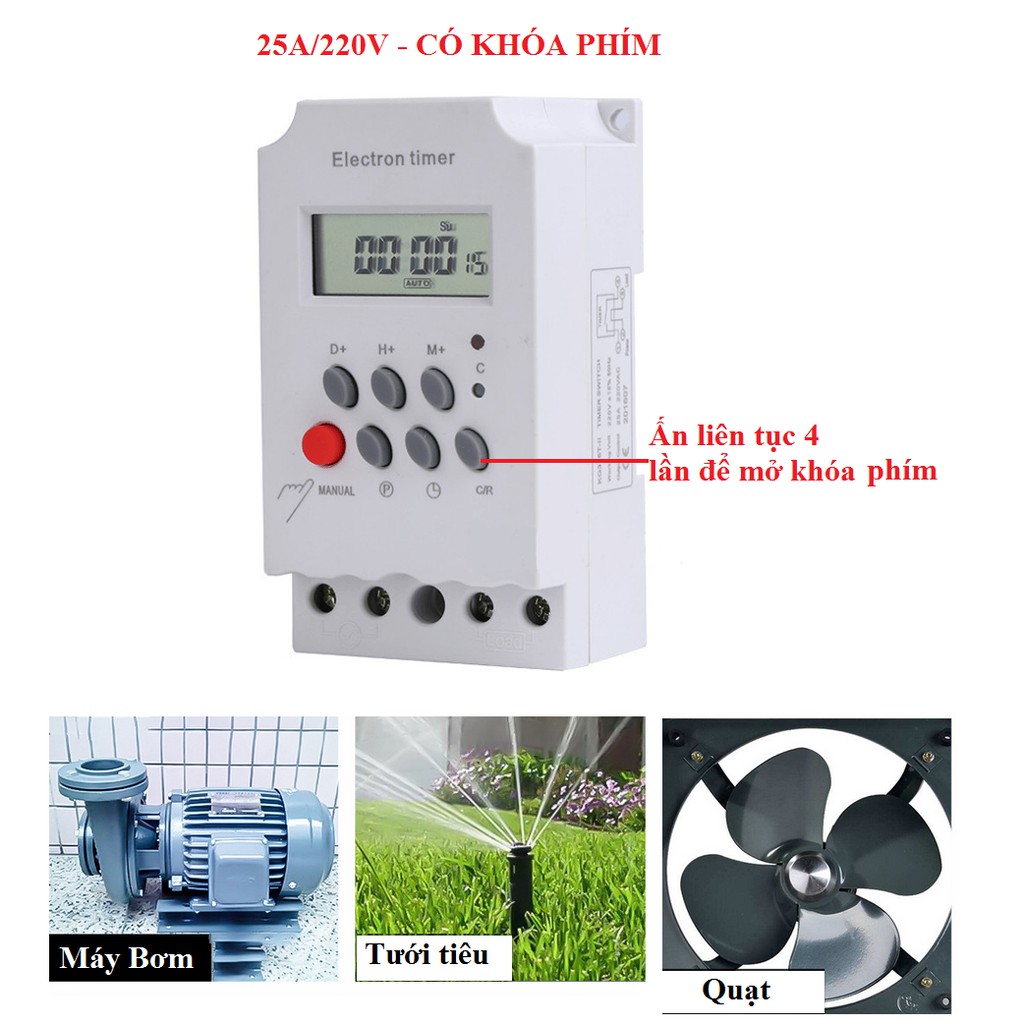 Công tắc hẹn giờ KG316 T-II, công suất 25A/220V, timer hẹn giờ bật tắt điện tự động, công tắc hẹn giờ bật tắt máy bơm, công tắc hẹn giờ thông minh