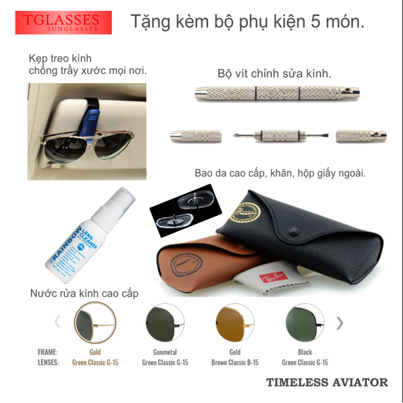 MẮT KÍNH NAM Black R-BAN SIZE 58mmSIZE62mm
