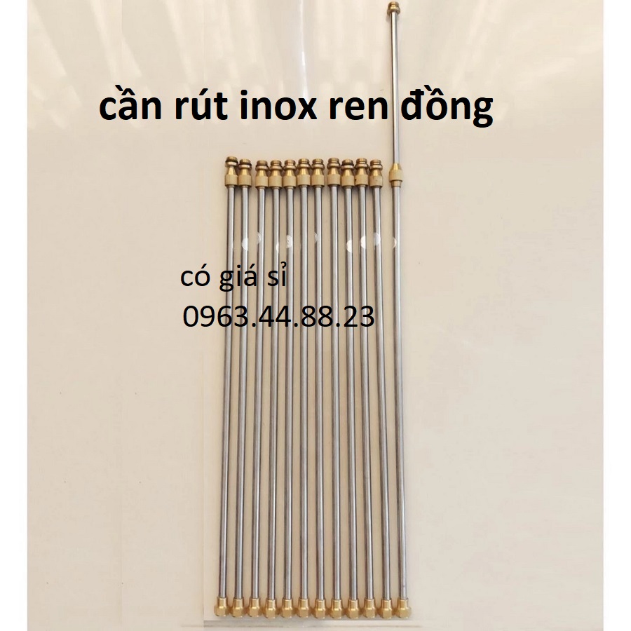 Cần rút tưới cây, cần phun thuốc inox 60cm ren đồng Kéo dài ra 120cm dùng cho bình phun thuốc tự động