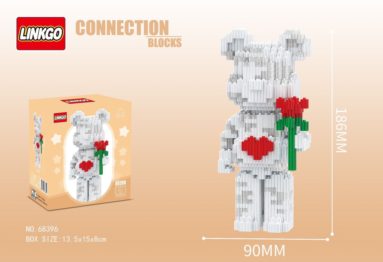 Mô hình đồ chơi lắp ráp 3D gấu mini bearbrick lớn 12cm