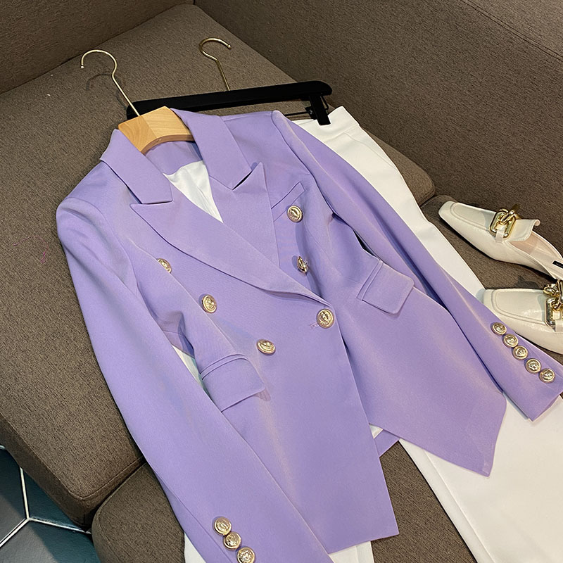 Áo khoác vest blazer nữ màu tím túi cơi ngưc QUYNH DESIGN AV014