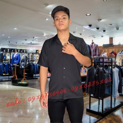 Áo sơ mi ngắn tay nam nữ cổ vest - kiểu sơ mi tay ngắn form rộng cổ vest
