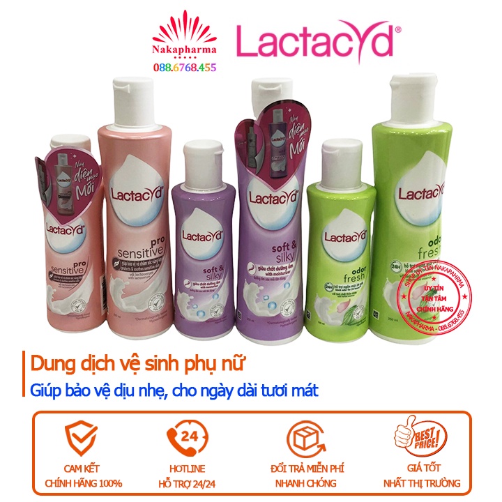 Dung dịch vệ sinh phụ nữ Lactacyd Oder Fresh - Lactacyd Pro Sensitive – Lactacyd Soft & Sliky