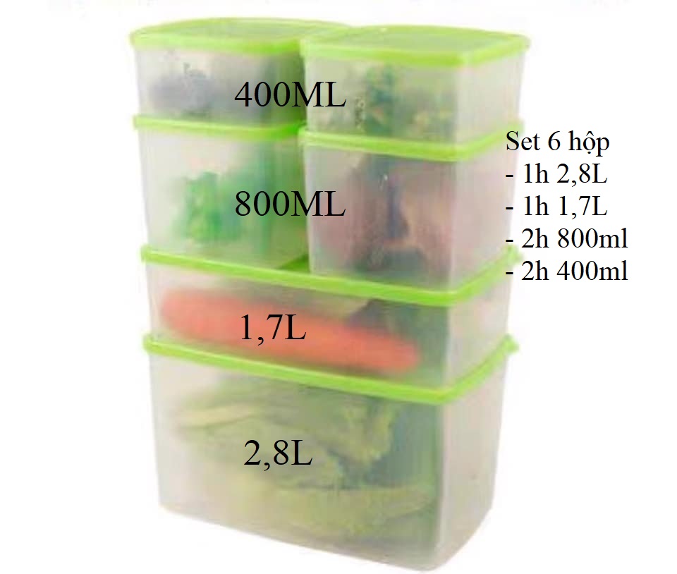SET 6 HỘP TUPPERWARE INDO TRỮ ĐÔNG