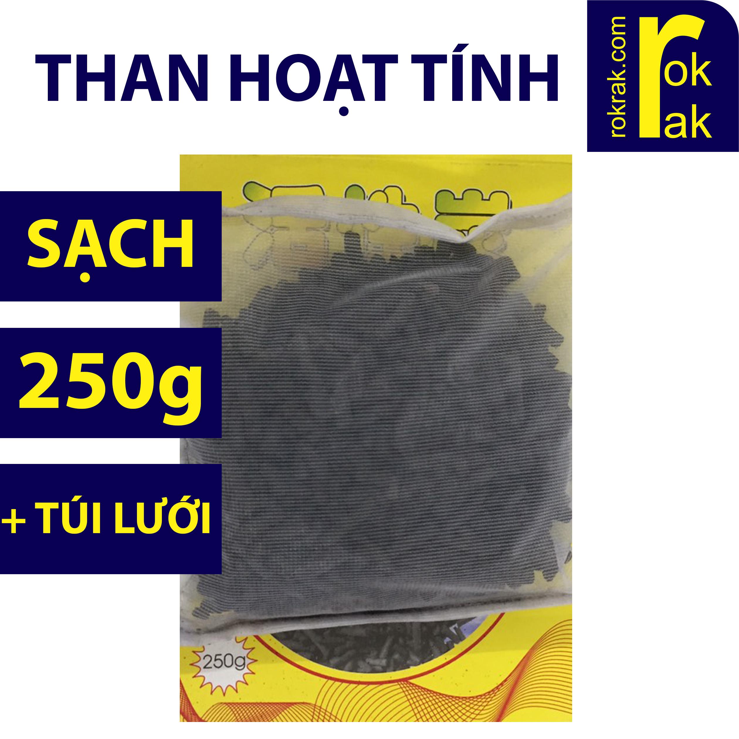 [HCM]Than hoạt tính sạch 250g vật liệu lọc bể cá khử nước có túi lưới MỊN đựng