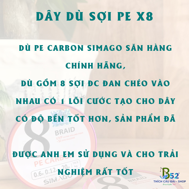 Dây Pe simago có lõi carbon chống xoắn