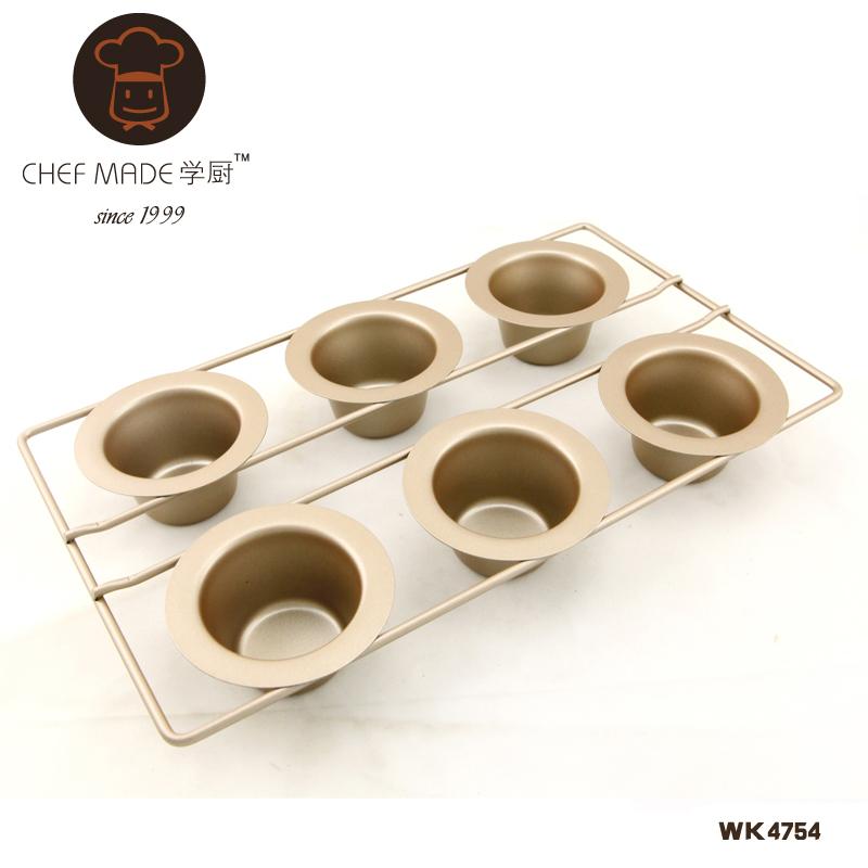 Chefmade Chef Made Màu Vàng Champagne 6 THẬM CHÍ Cup Không Dính Yorkshire Bánh Bộ Tạo Khuôn Hình