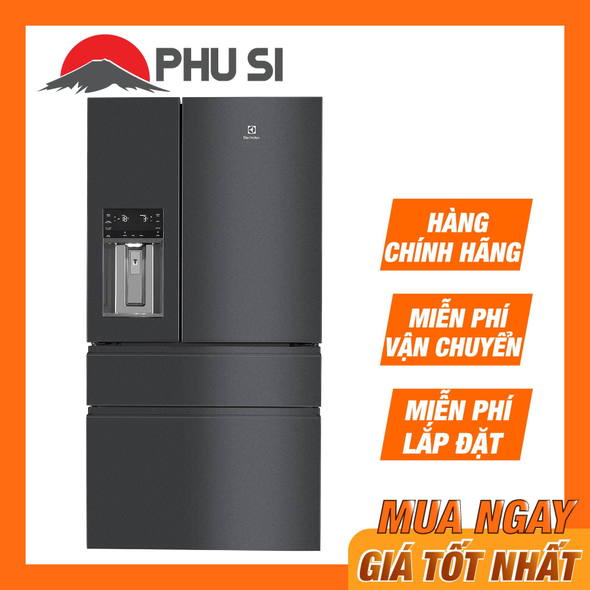 ✅[Trả góp 0%]Tủ lạnh 4 cánh Inverter Electrolux EHE6879A-B 617 LÍT (HÀNG CHÍNH HÃNG)