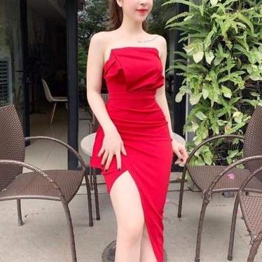 Đầm body xẻ tà ( có mút ngực )