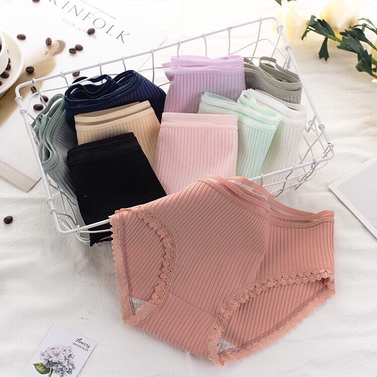 Quần lót nữ cotton trơn phối ren