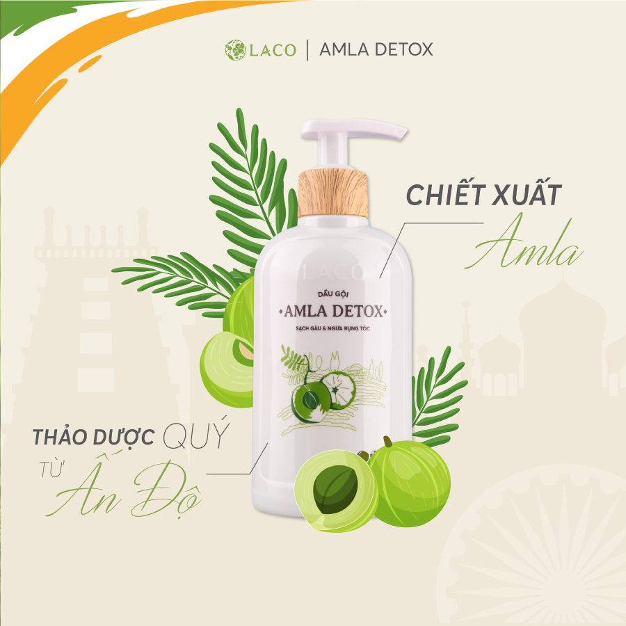 🔥 rẻ vô địch 🔥 dầu gội đầu amla detox - laco, sạch gàu & ngừa rụng tóc