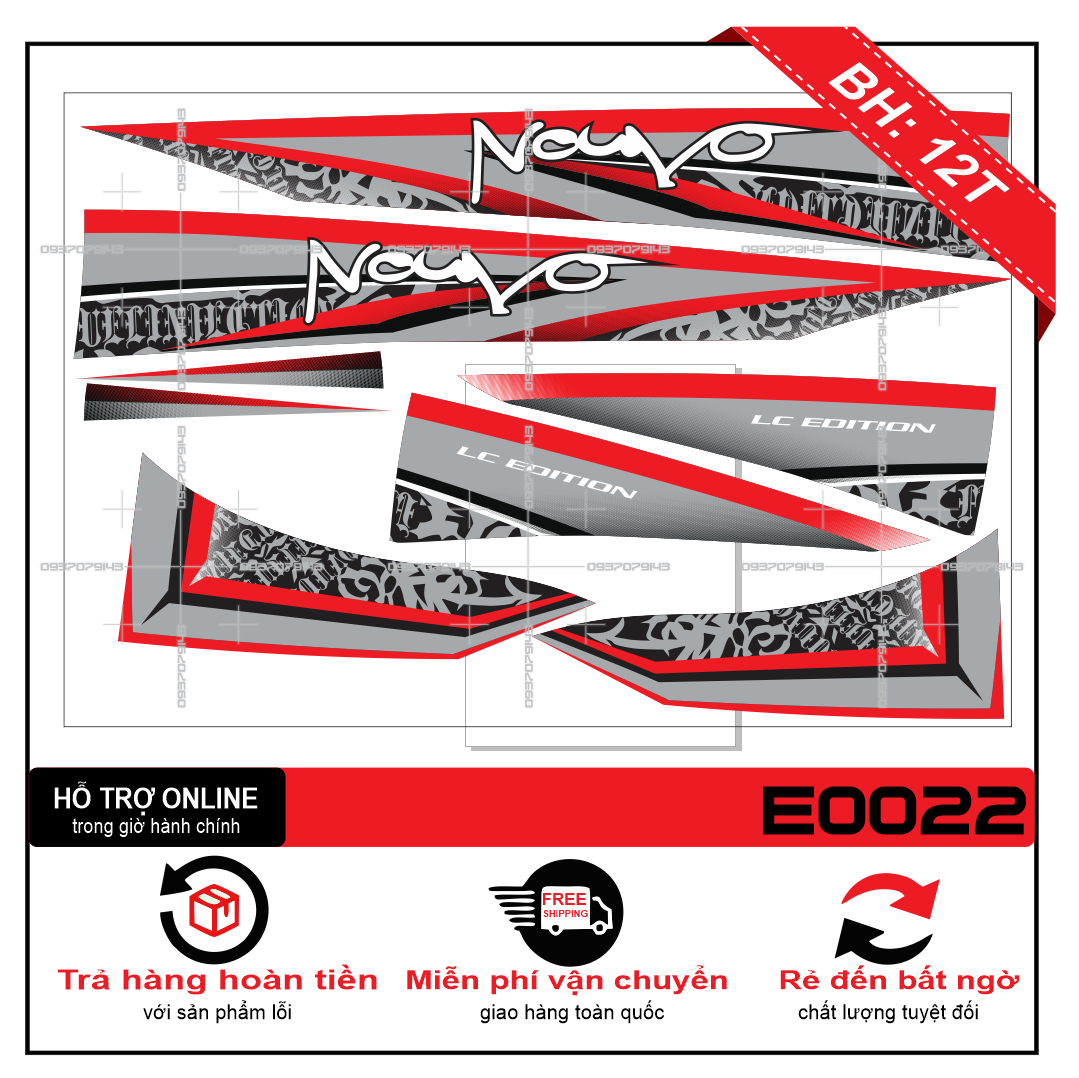 TEM XE NOUVO 1 NV1 (TEM RỜI NOUVO 1) ĐỎ XÁM