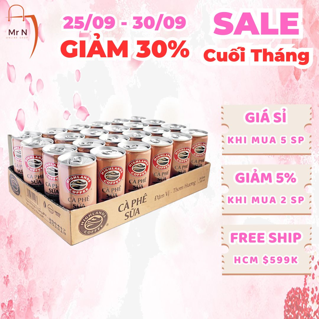 Thùng 24 lon Cà phê sữa Highlands Coffee 185ml / lon (24 lon x 185ml)