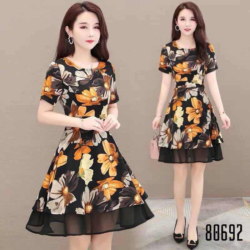[HCM]ĐẦM HOA VOAN LỤA NỮ CÔNG SỞ QUÝ PHÁI