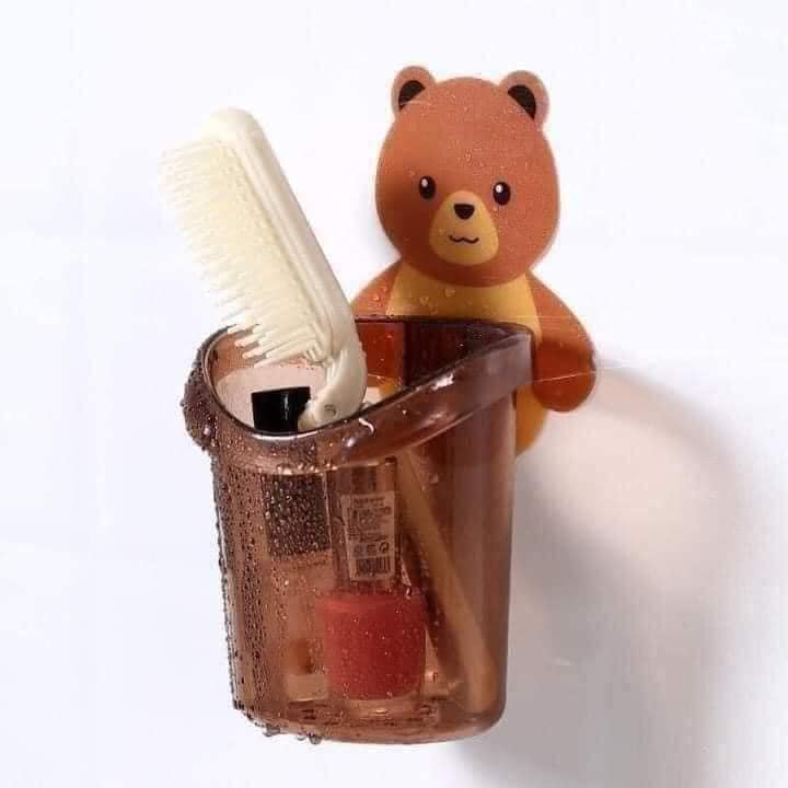 Cốc gấu dán tường đựng đồ, đựng bàn chải đa năng