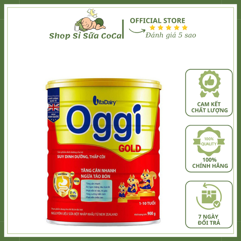Sữa Oggi Gold 900gr cho bé hỗ trợ cân nặng (Đầy đủ mã Qr tích xu date 2026)