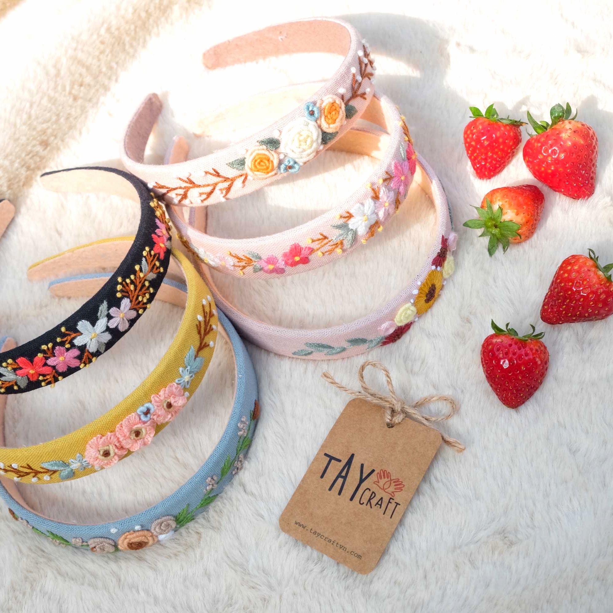 Handmade embroidery linen bandeau (2.5cm)
